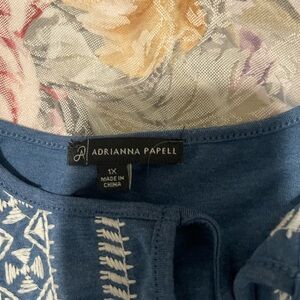 Adrianna Papell Navy Blue Embroidered Tank